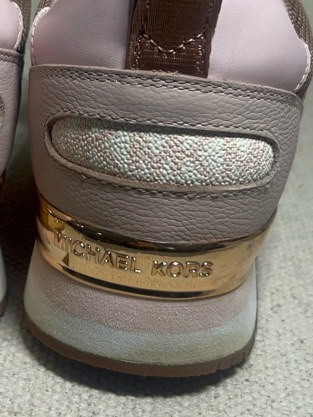 Michael Kors Blush Taupe Mixed-Material Logo Sneakers